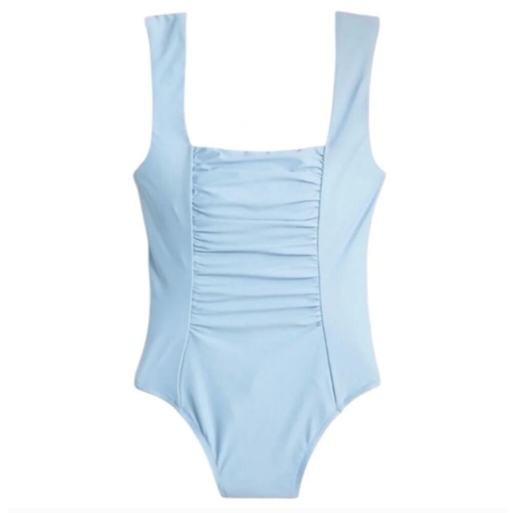 J. CREW Ruched Squareneck One-Piece Swimsuit Baby Blue Sz 6 NWT $128 {3H54} - Picture 3 of 3